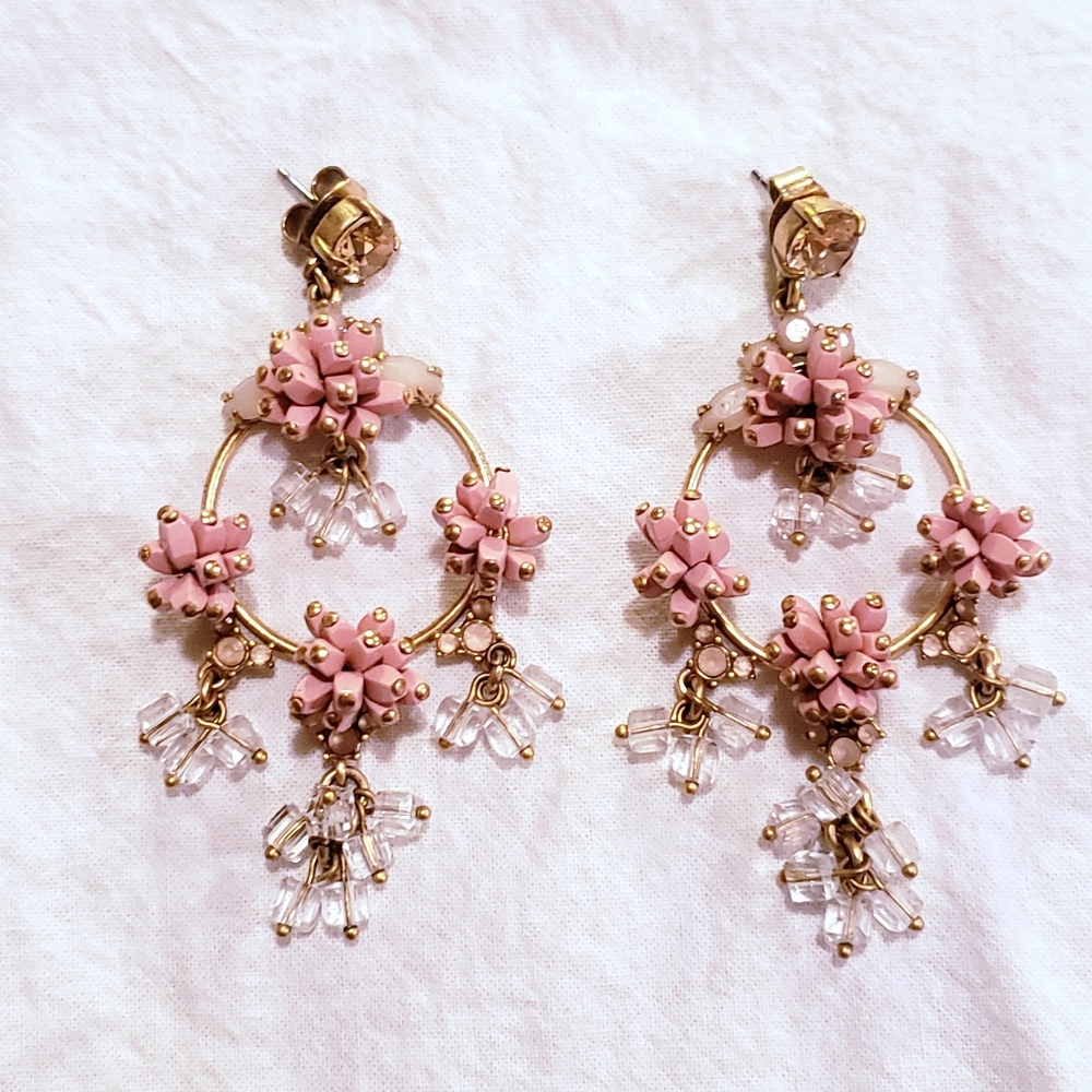 J. Crew Pink Chandelier Earring Hoops
